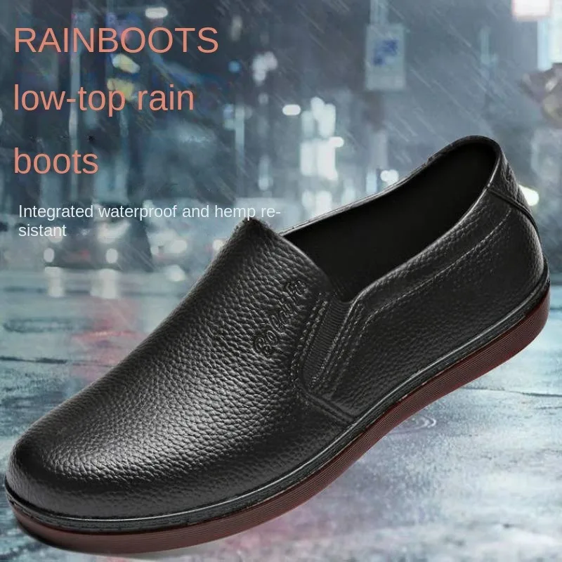 Mens Rain Boots New Soft Sole PVC Waterproof Anti-Slip Kitchen Wine Restaurant Fishing Shoes Casual Fashion Business Dress Shoes
Mens Rain Boots New Soft Sole PVC Waterproof Anti-Slip Kitchen Wine Restaurant Fishing Shoes Casual Fashion Business Dress Shoes