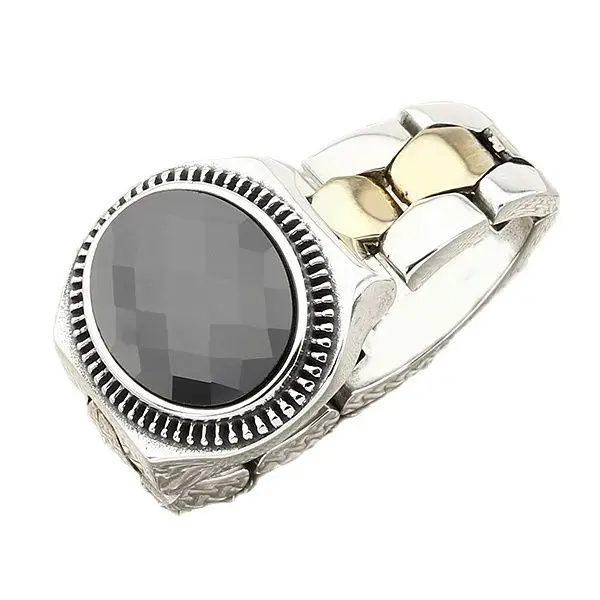 

Мужское кольцо из серебра 925 пробы с овальным черным Цирконом, с натуральным драгоценным камнем, с ремешком для наручных часов, зимний празд...