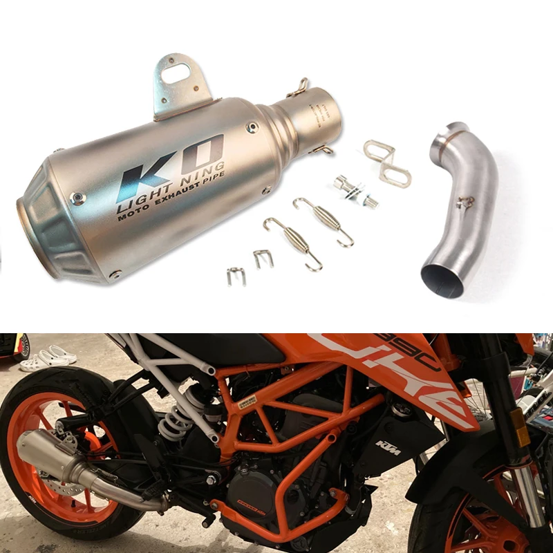 

Motorcycle Exhaust Mid Link Pipe Connecting Tube Slip On 51mm Muffler Tips Escape Modified For Duke 125 250 390 RC390 2017-2020