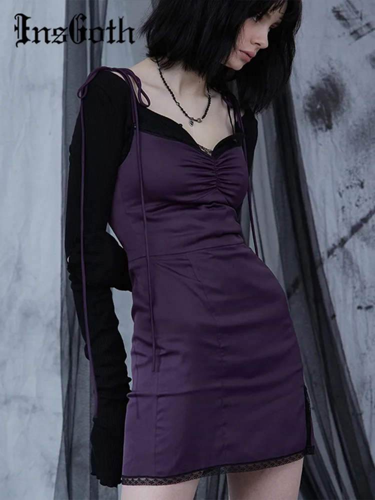 InsGoth Sexy Spaghetti Straps Bodycon Gothic Black Dress Women Streetwear Black Lace Up Mini Female Dress Casual Purple Dress
InsGoth Sexy Spaghetti Straps Bodycon Gothic Black Dress Women Streetwear Black Lace Up Mini Female Dress Casual Purple Dress