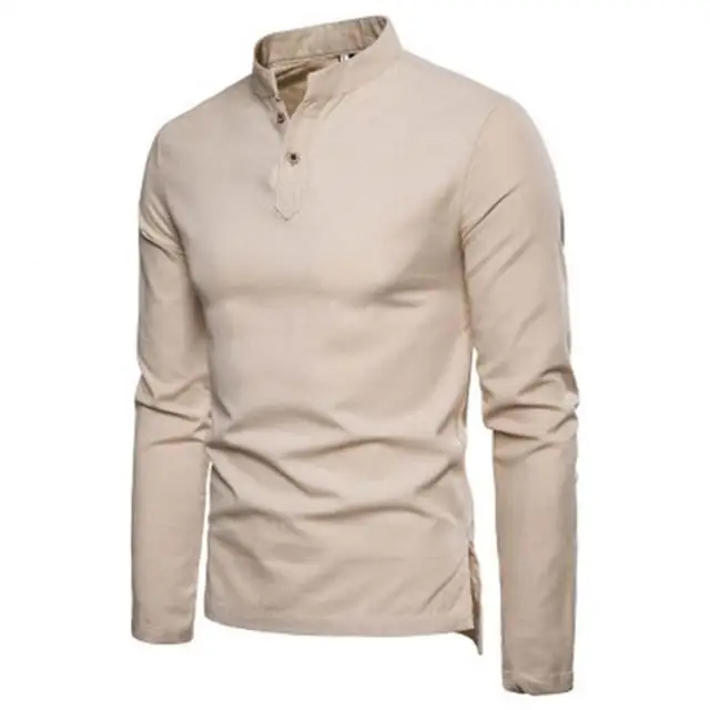 Spring New Men's Breathable Linen Shirt Stand Collar Long Sleeve Pullover Business Clothes Solid Color
Spring New Men's Breathable Linen Shirt Stand Collar Long Sleeve Pullover Business Clothes Solid Color