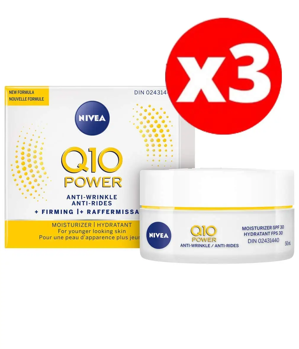 3pcs Nivea Q10 Power Anti-Wrinkle + Firming Day Cream Spf 30 Anti-Crease + Firming Spf 30 Day Cream 50ml
3pcs Nivea Q10 Power Anti-Wrinkle + Firming Day Cream Spf 30 Anti-Crease + Firming Spf 30 Day Cream 50ml