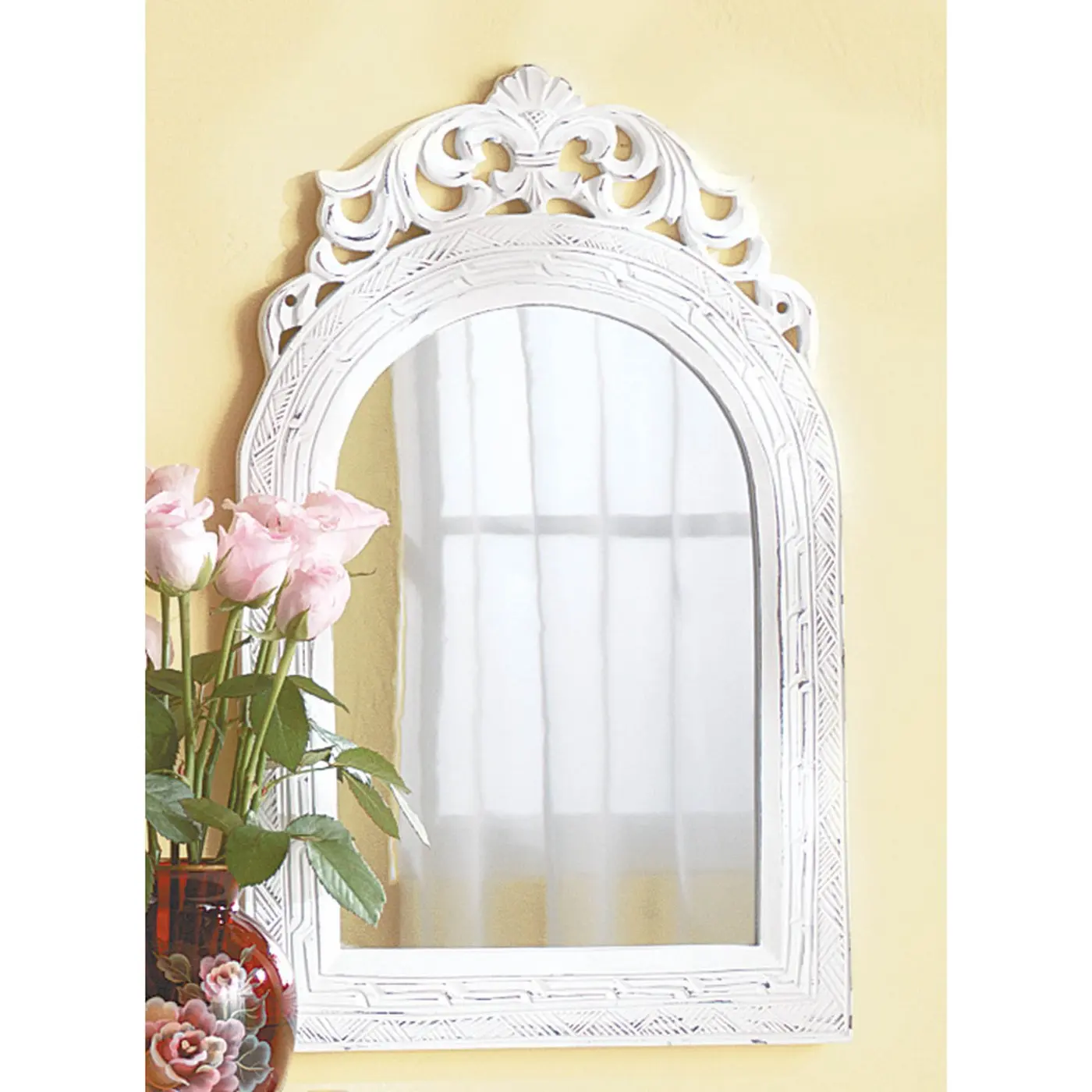 Accent Plus Weathered MDF Wood French Country Flair Vintage Style Country White Arched Top Wall Mirror For Home Dcor
Accent Plus Weathered MDF Wood French Country Flair Vintage Style Country White Arched Top Wall Mirror For Home Dcor