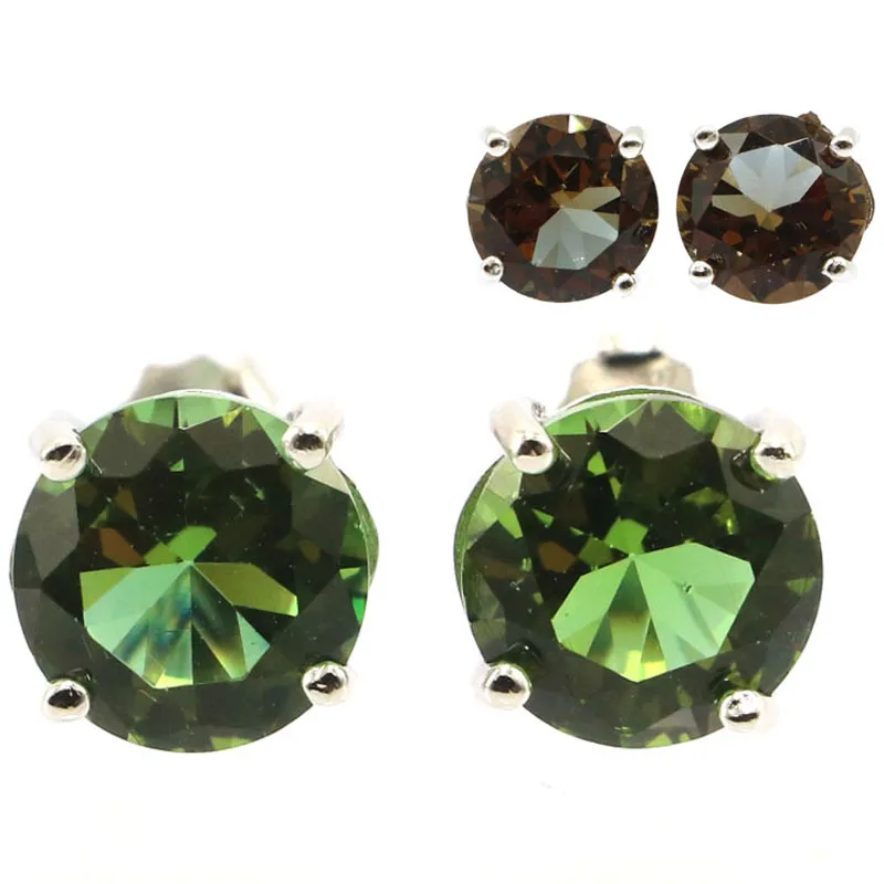 

9x9mm Luxury Stone Created Color Changing Spinel Sultanite Alexandrite Topaz Blue Topaz 925 Sterling Silver Stud Earrings