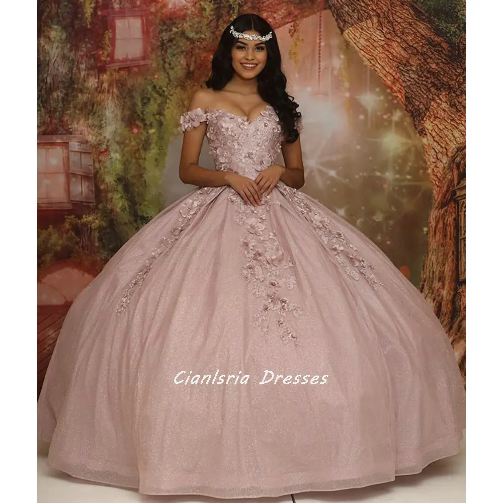 Pink Off The Shoulder Handmade Flowers Ball Gown Quinceanera Dresses Crystal Tulle Appliques Vestido De 15 Anos Sweet 16
Pink Off The Shoulder Handmade Flowers Ball Gown Quinceanera Dresses Crystal Tulle Appliques Vestido De 15 Anos Sweet 16