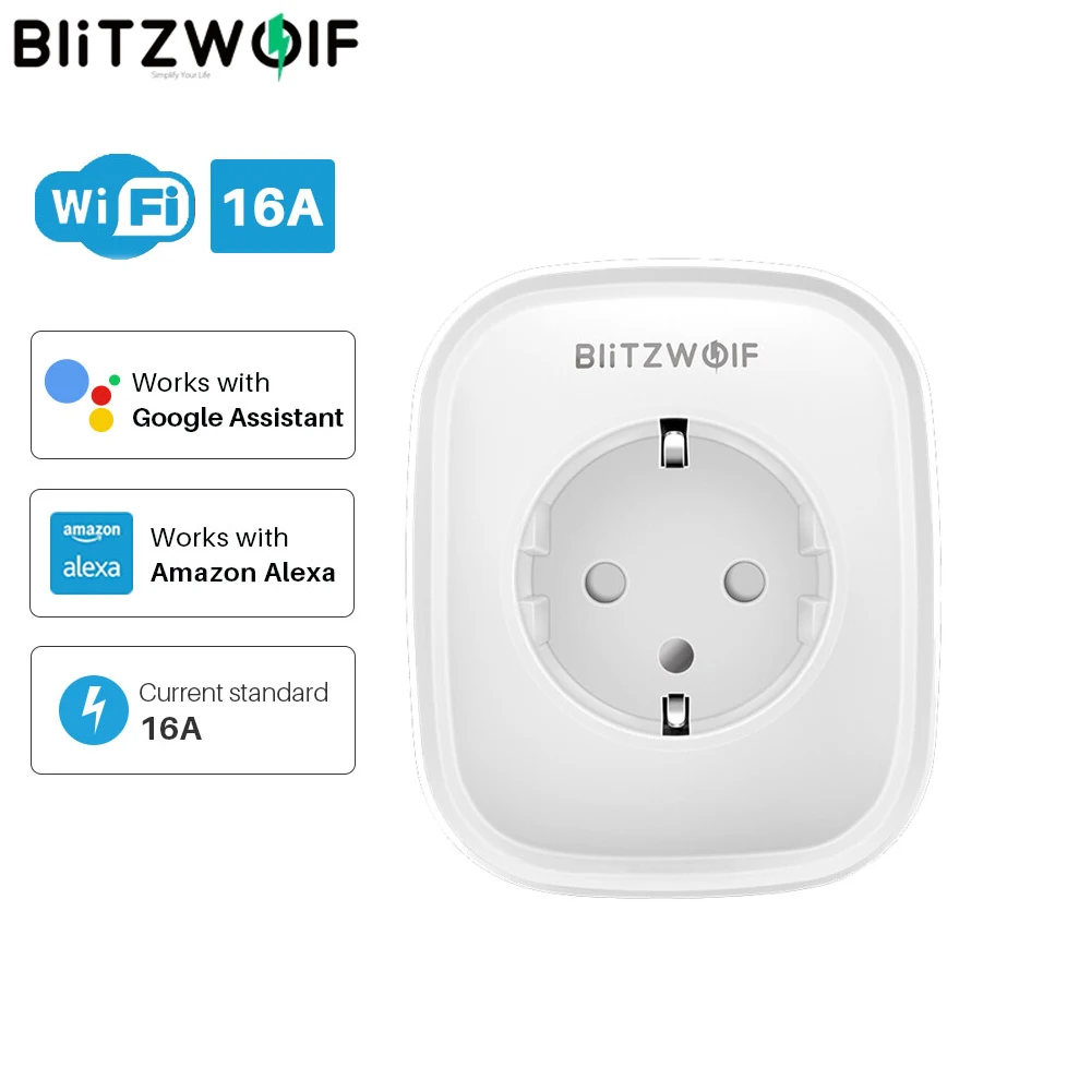 BlitzWolf BW SHP2 3840 Вт ЕС Plug Smart WiFi розетка Адаптер розетки 16A Мощность Беспроводная