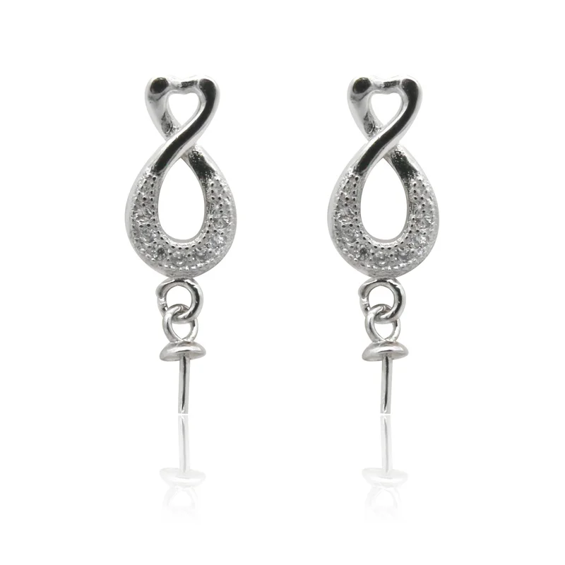 2pcs 925 Sterling Silver Platinum Filled Zirconia 8 Blank Ear Stud Findings Earrings Setting 6x15mm For Half Drilled Beads
2pcs 925 Sterling Silver Platinum Filled Zirconia 8 Blank Ear Stud Findings Earrings Setting 6x15mm For Half Drilled Beads