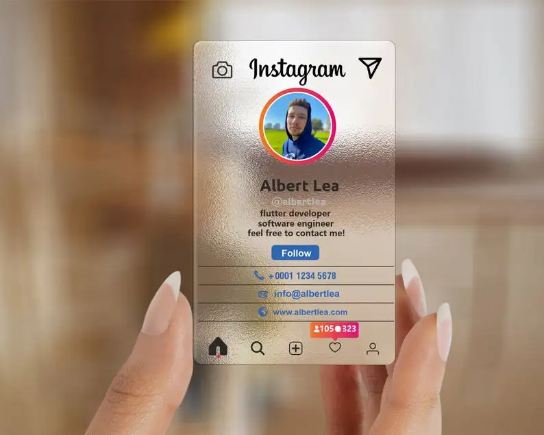 Carddsgn из ПВХ с принтом под заказ прозрачные визитные карточки Instagram визитная
