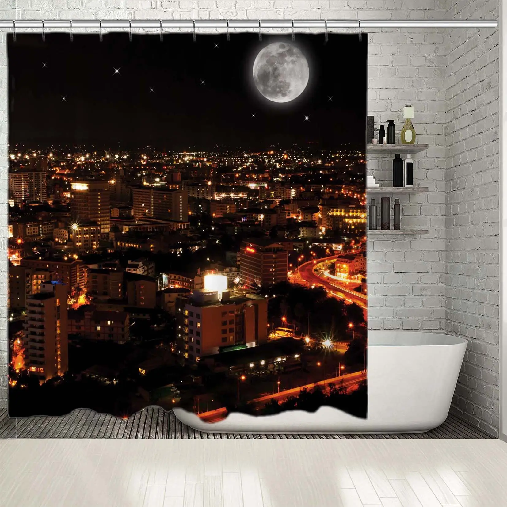 Shower Curtain Curvy Road in Pattaya City Night Time with Full Moon in Cityscape Thailand Black Orange Photo Printed
Shower Curtain Curvy Road in Pattaya City Night Time with Full Moon in Cityscape Thailand Black Orange Photo Printed