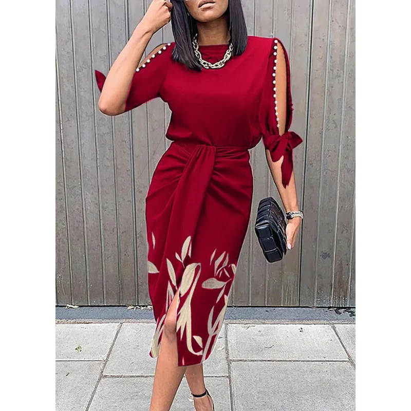 Retro Solid Color Printing Elegant Ladies Pleated Slim Dress Casual Hollow Patchwork Half Sleeve Dress Female Summer Round Neck
Retro Solid Color Printing Elegant Ladies Pleated Slim Dress Casual Hollow Patchwork Half Sleeve Dress Female Summer Round Neck