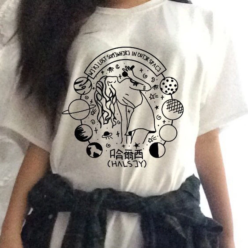 Корейская модная футболка с изображением планеты и Луны, Повседневная забавная женская футболка в стиле звезд, Милая женская футболка, топы
Корейская модная футболка с изображением планеты и Луны, Повседневная забавная женская футболка в стиле звезд, Милая женская футболка, топы