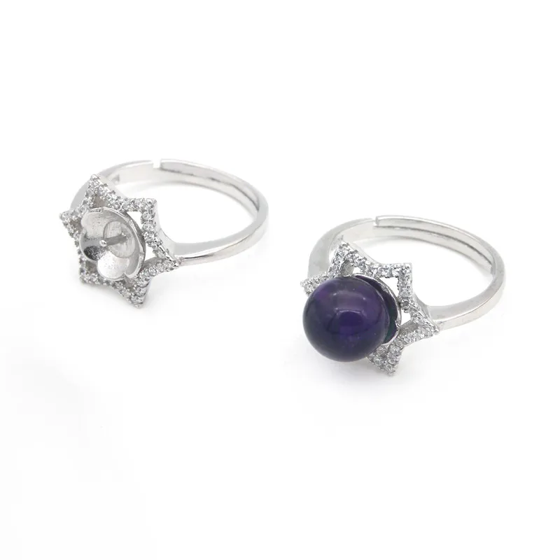 Adjustable 925 Sterling Silver Platinum Plated Ring Settings With Zirconia 17mm Tray 7mm Support For Half Drilled Beads 
Adjustable 925 Sterling Silver Platinum Plated Ring Settings With Zirconia 17mm Tray 7mm Support For Half Drilled Beads