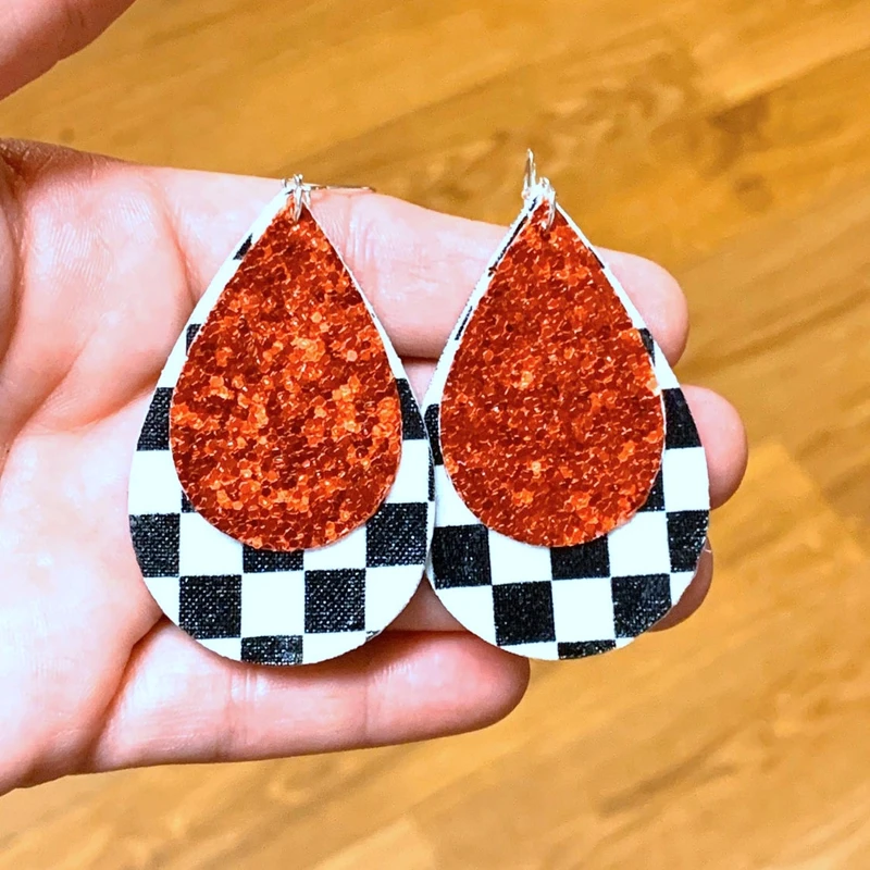 Two Layers Checkered Glitter Earrings Faux Leather Teardrop Earring Double Side Print Bulk Order Wholesale
Two Layers Checkered Glitter Earrings Faux Leather Teardrop Earring Double Side Print Bulk Order Wholesale