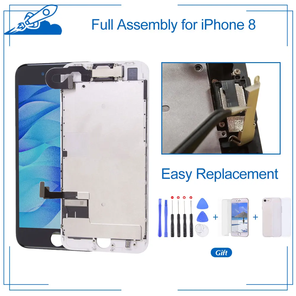 Elekworld Grade For iPhone 8 LCD Display Touch Screen Digitizer Full Assembly With Frame + Front Camera+Ear-speaker+Back Plate
Elekworld Grade For iPhone 8 LCD Display Touch Screen Digitizer Full Assembly With Frame + Front Camera+Ear-speaker+Back Plate