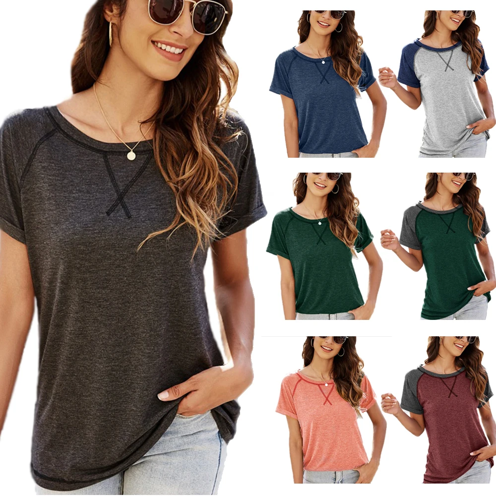 2021 Summer Cotton Women Short Sleeve Shirt Simple Basic Patchwork Color Block Tops Loose Casual Comfy Crew Neck Tunics Tees 2XL
2021 Summer Cotton Women Short Sleeve Shirt Simple Basic Patchwork Color Block Tops Loose Casual Comfy Crew Neck Tunics Tees 2XL