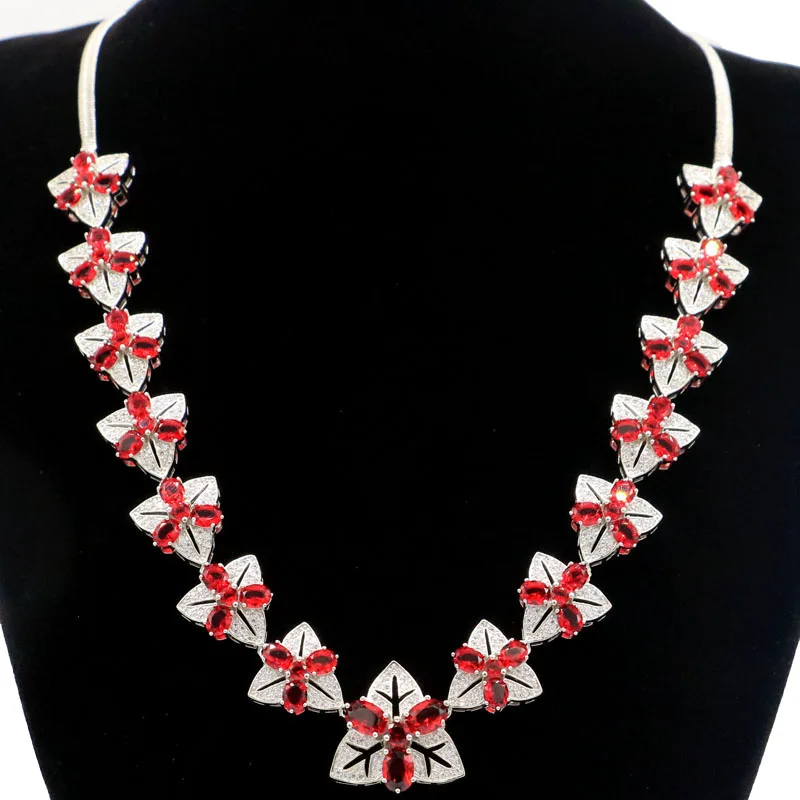 

Великолепное серебряное ожерелье 21x21 мм 38 г с красным рубином и фианитом для женщин на свадьбу и свидание 17,5-18,5 дюйма
