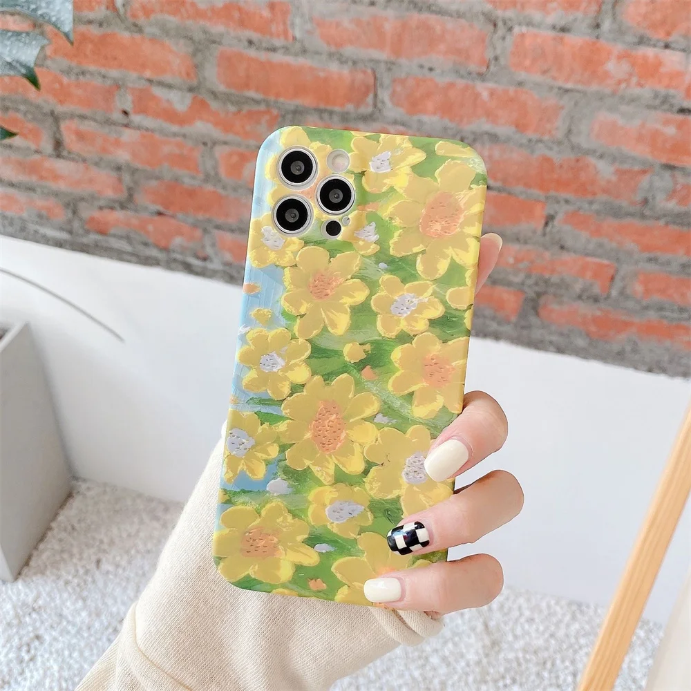 Fashion Oil Painting Phone case For iPhone 11 13 12 Pro Max Yellow Flower Shockproof Back Cover For iphone X XS XR 7 8 Plus Capa
Fashion Oil Painting Phone case For iPhone 11 13 12 Pro Max Yellow Flower Shockproof Back Cover For iphone X XS XR 7 8 Plus Capa