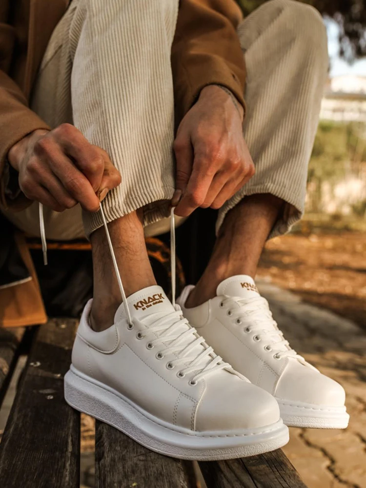 Knack Yüksek Taban Günlük Ayakkabı 044 Beyaz Şık Tasarım Men's Shoes Sports New Model Casual Stylish
