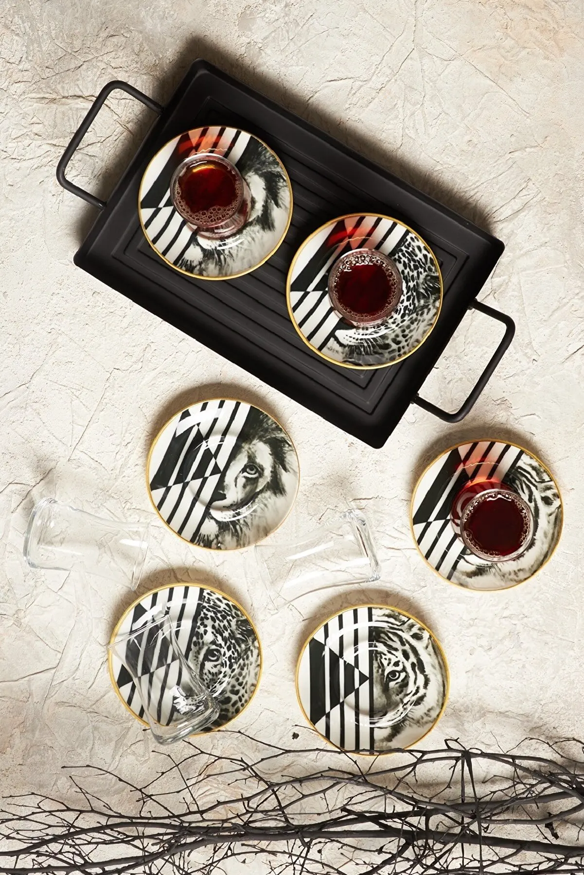 Tiger Motif 6 Persons Tea Set 12 PCS Kitchen tea set tea cup set mate Cups Tea ceremony tea services Tea pair
Tiger Motif 6 Persons Tea Set 12 PCS Kitchen tea set tea cup set mate Cups Tea ceremony tea services Tea pair