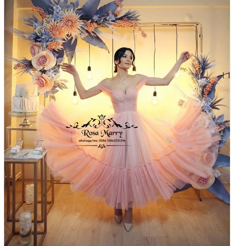 Pink Women Prom Dresses 2021 A Line Off Shoulder Plus Size Tea Length Vestido De Fiesta De Boda Formal Evening Party Gowns
Pink Women Prom Dresses 2021 A Line Off Shoulder Plus Size Tea Length Vestido De Fiesta De Boda Formal Evening Party Gowns