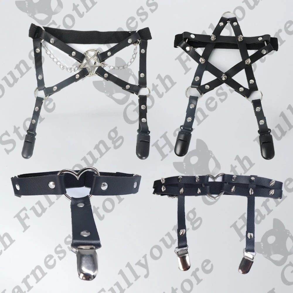 1pcs Women Punk Elastic Pu Leather Garter Belts Pentagram Leg Ring Goth Girls Thigh Stokings Clip Band Harness Rave Suspender
1pcs Women Punk Elastic Pu Leather Garter Belts Pentagram Leg Ring Goth Girls Thigh Stokings Clip Band Harness Rave Suspender