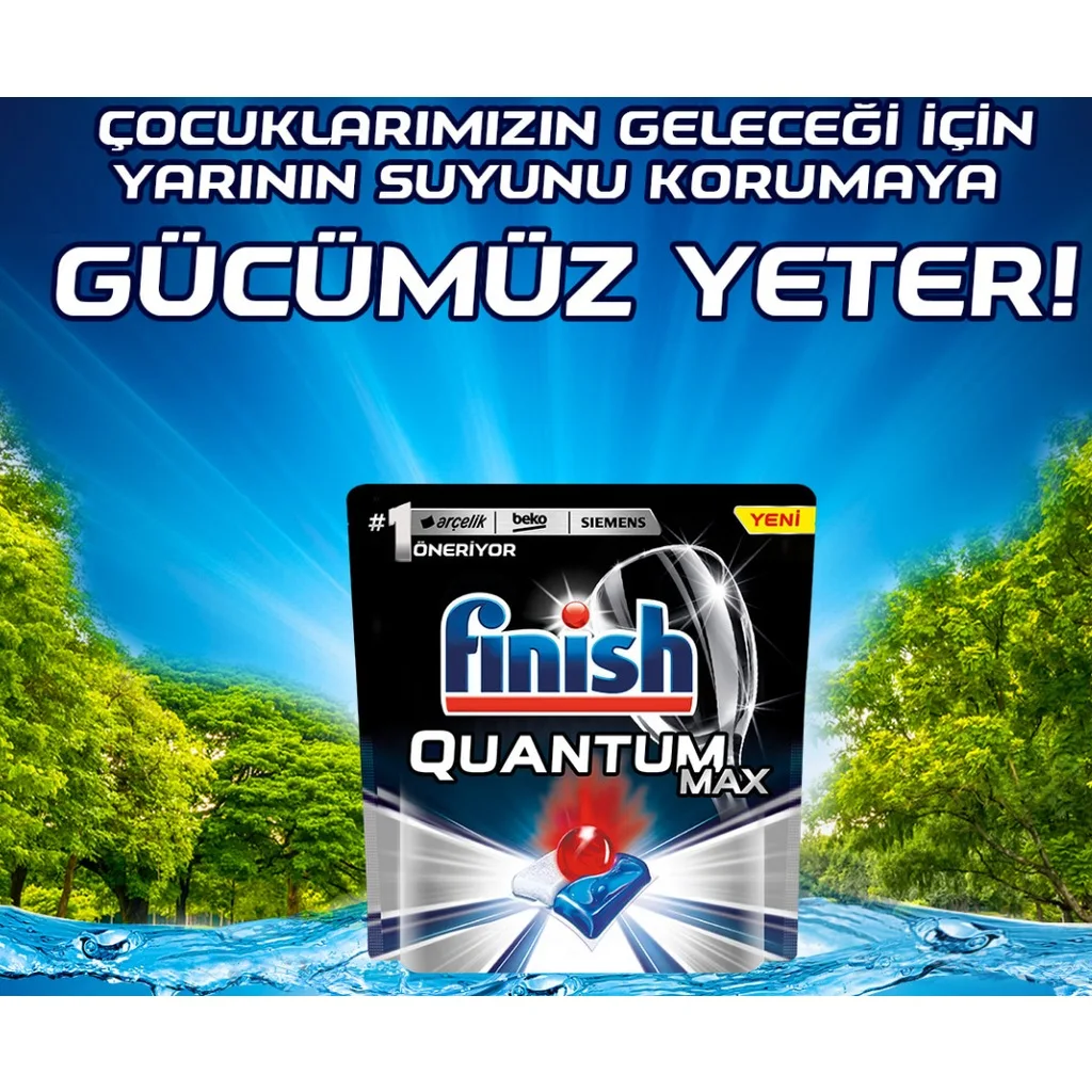 Finish Quantum Max Dishwasher Detergent Water Wash Dishes Clean