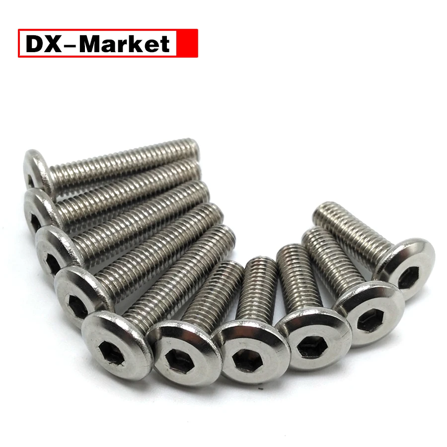 Плоский винт M6 шестигранная розетка SS304 болты с плоской головкой для снятия фаски