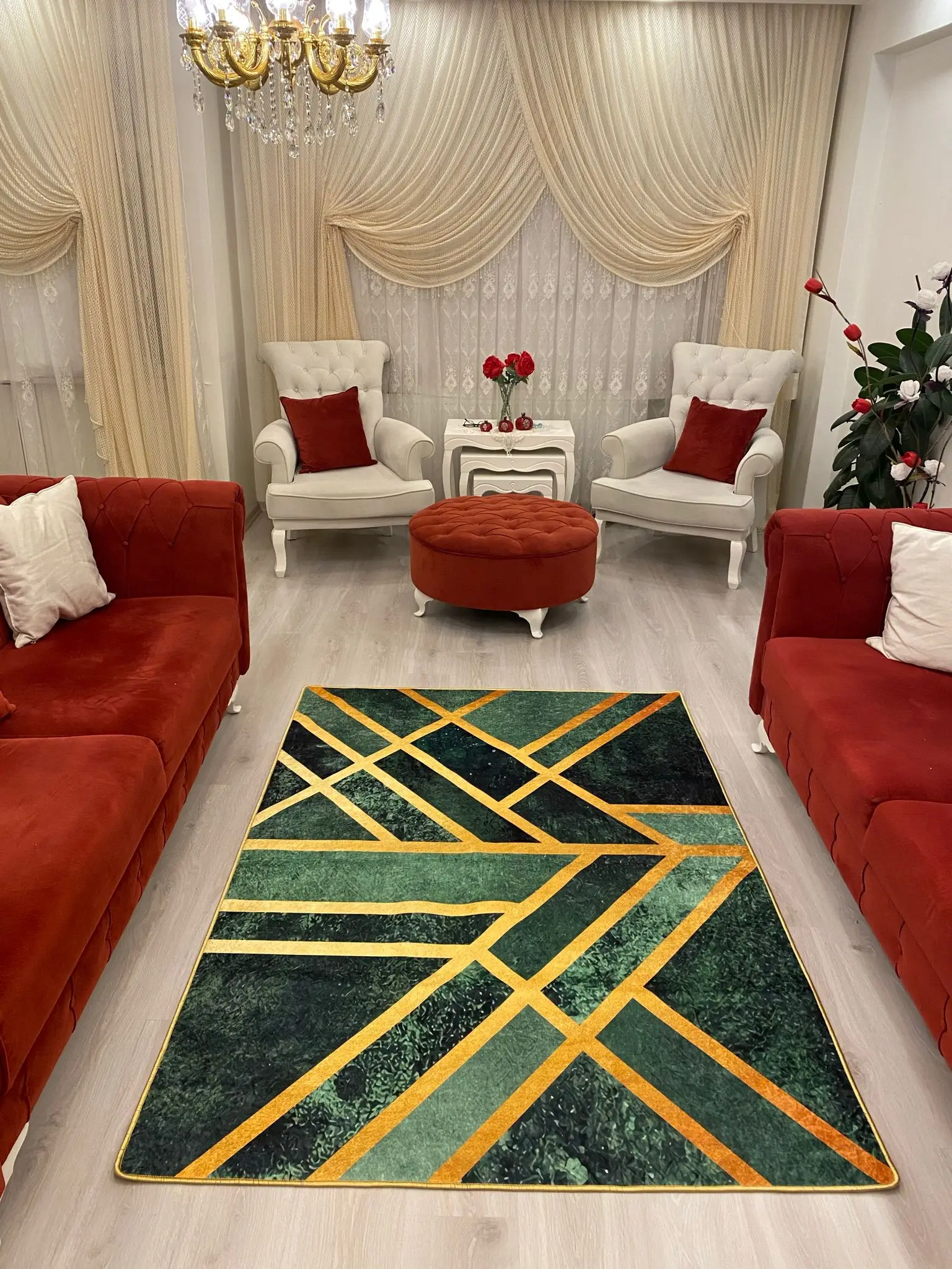 Green Gold Decorative Living Room Rug Washable Artificial Leather Slip-Resistant Outsole Foal Feather Cold-Proof
Green Gold Decorative Living Room Rug Washable Artificial Leather Slip-Resistant Outsole Foal Feather Cold-Proof