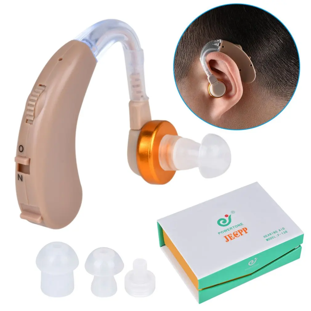 

Усилитель звука F-138, слуховые аппараты для пожилых людей, наушники-вкладыши, устройство повышения слуха на батарейках с футляром для хранен...