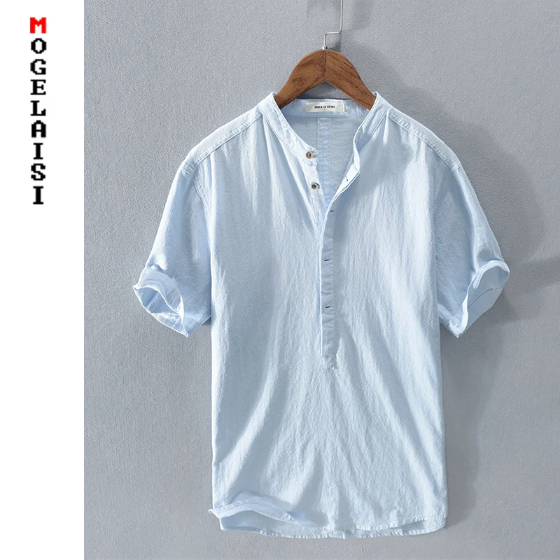 Linen cotton shirt men 2020 new summer short sleeve blue tops breathable solid soft shirt man clothing chemise homme RC210
Linen cotton shirt men 2020 new summer short sleeve blue tops breathable solid soft shirt man clothing chemise homme RC210