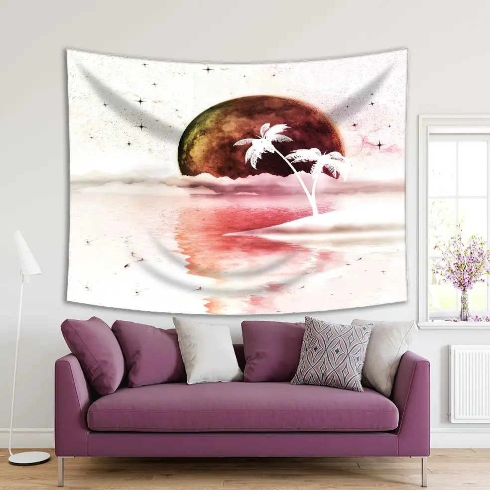 Tapestry Stars Palm Trees Island Nostalgic Dreamland with Super Moon over the Sea Vintage Style Art Brown Pink Beige
Tapestry Stars Palm Trees Island Nostalgic Dreamland with Super Moon over the Sea Vintage Style Art Brown Pink Beige