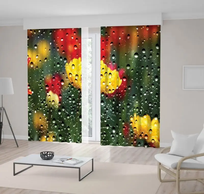 Curtain Tulips Flowers through Window Glass Covered by Water Drops Yellow Red Green Romantic Nature View Printed
Curtain Tulips Flowers through Window Glass Covered by Water Drops Yellow Red Green Romantic Nature View Printed