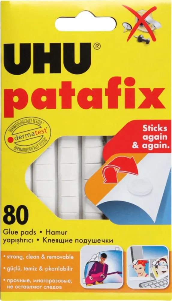 Клеящие подушечки Patafix (Патафикс) 80 шт ТМ UHU (УХУ) | Канцтовары для офиса и дома