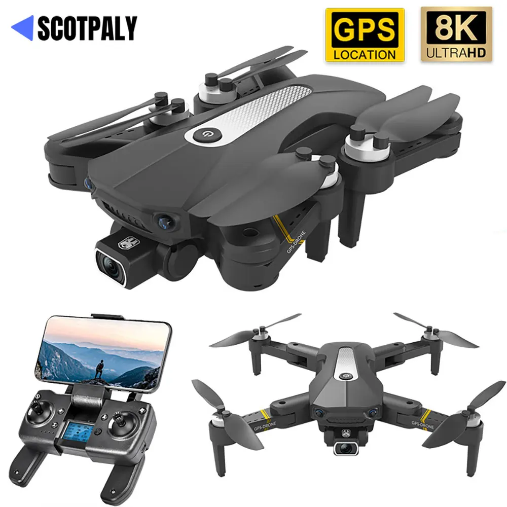 Профессиональный Дрон с GPS 8K HD Двойная камера WIFI FPV Бесщеточный двигатель