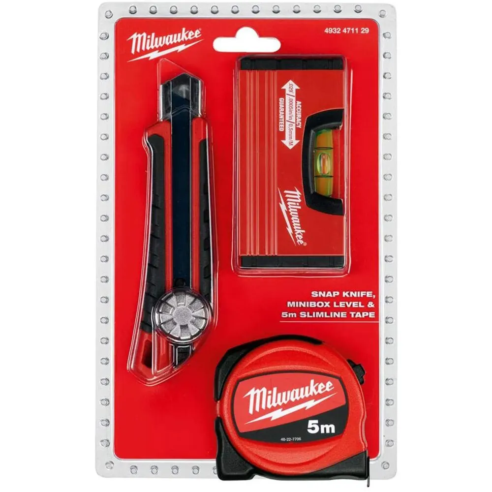 Milwaukee T4932471129 сверхмощный 3'lü Набор универсальный нож, измерение и спиртовой уровень
Milwaukee T4932471129 сверхмощный 3'lü Набор универсальный нож, измерение и спиртовой уровень