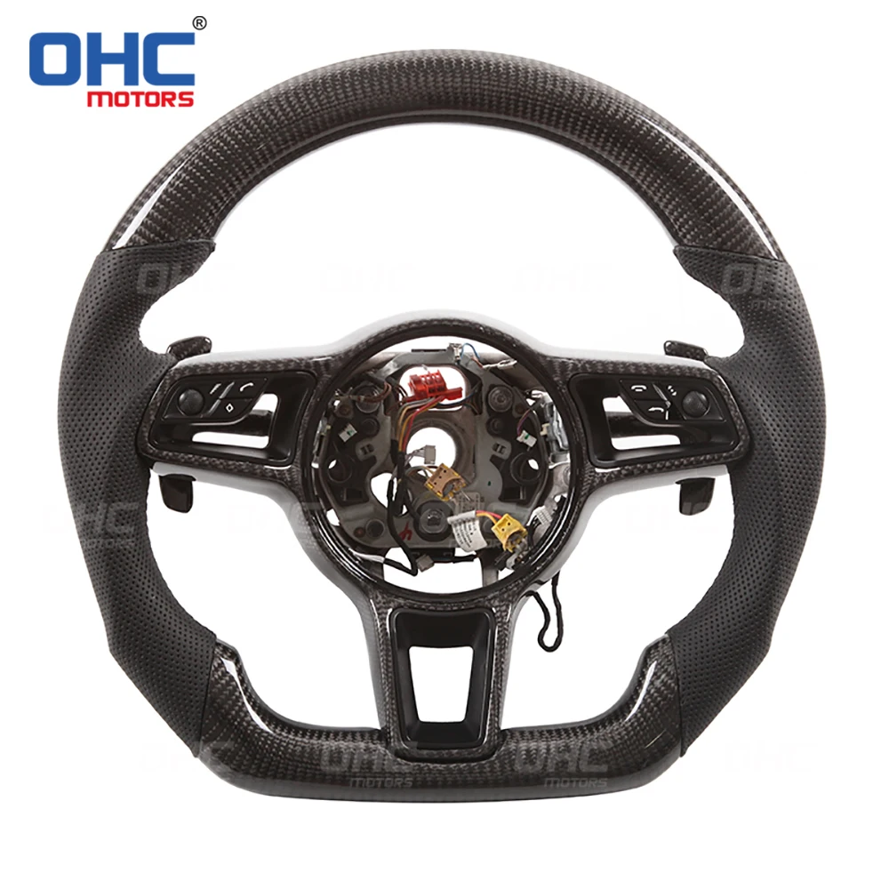 

Real Carbon Fiber steering wheel for Por-sche Cayenne Pana-mera Ma-can Cay-man Box-ster Spy-der 978 911 991 718 997 GT3 GTS