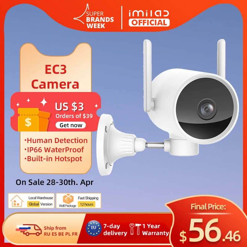 Smart Camera IP Global Version Imilab EC3 Outdoor Mijia Youpin IP Camera Update 2K HD CCTV Wi-Fi hotspot router rotatable
Smart Camera IP Global Version Imilab EC3 Outdoor Mijia Youpin IP Camera Update 2K HD CCTV Wi-Fi hotspot router rotatable