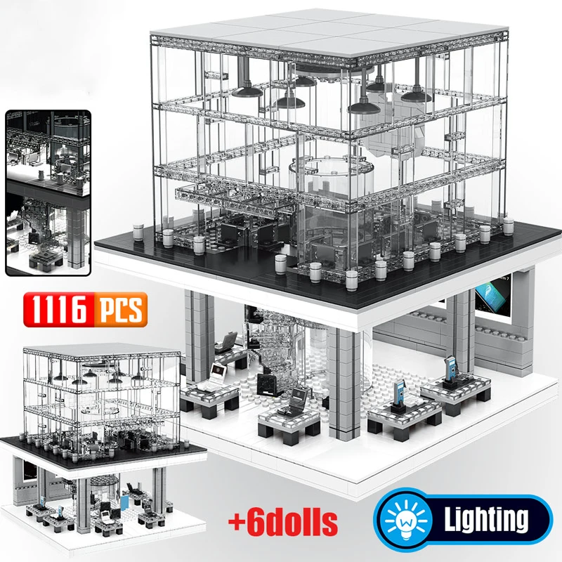 1116PCS Creator Series Apple Store Model Building Blocks City Street View LED Light Figures Bricks Classic Phone Kids Toy
1116PCS Creator Series Apple Store Model Building Blocks City Street View LED Light Figures Bricks Classic Phone Kids Toy