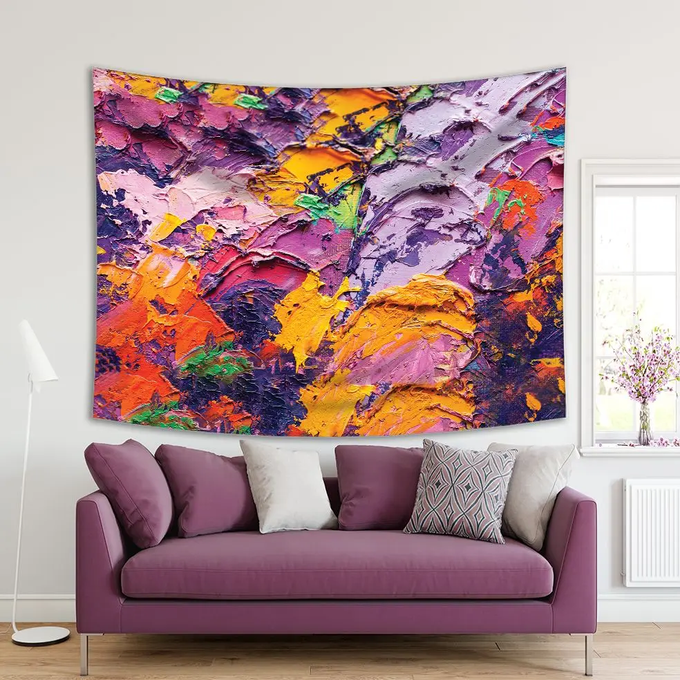 Tapestry Brushstrokes of Oil Paint on Canvas Colorful Rustic Contemporary Artwork Printed Purple Yellow Pink
Tapestry Brushstrokes of Oil Paint on Canvas Colorful Rustic Contemporary Artwork Printed Purple Yellow Pink