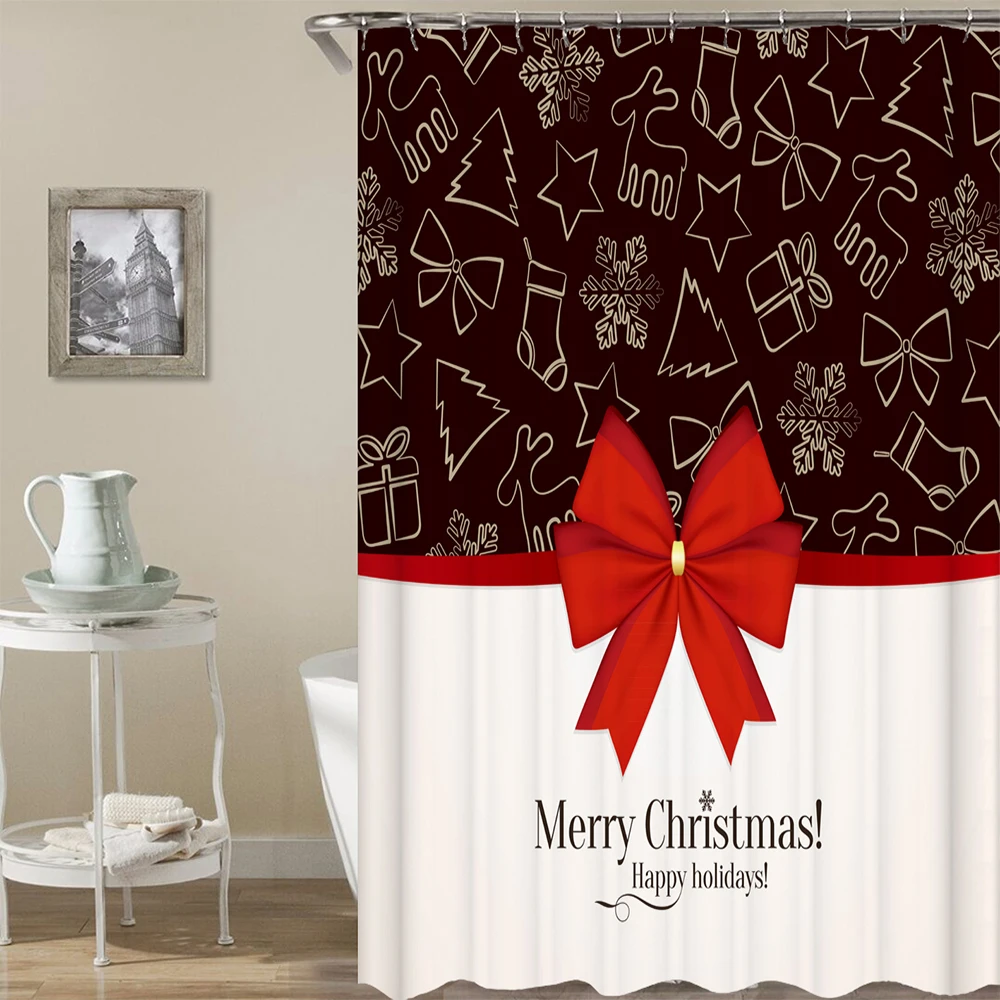 Christmas Pattern Printed Shower Curtain Waterproof Shower Curtain for Bathroom with Hooks Decor Gifts 200x180cm Home
Christmas Pattern Printed Shower Curtain Waterproof Shower Curtain for Bathroom with Hooks Decor Gifts 200x180cm Home