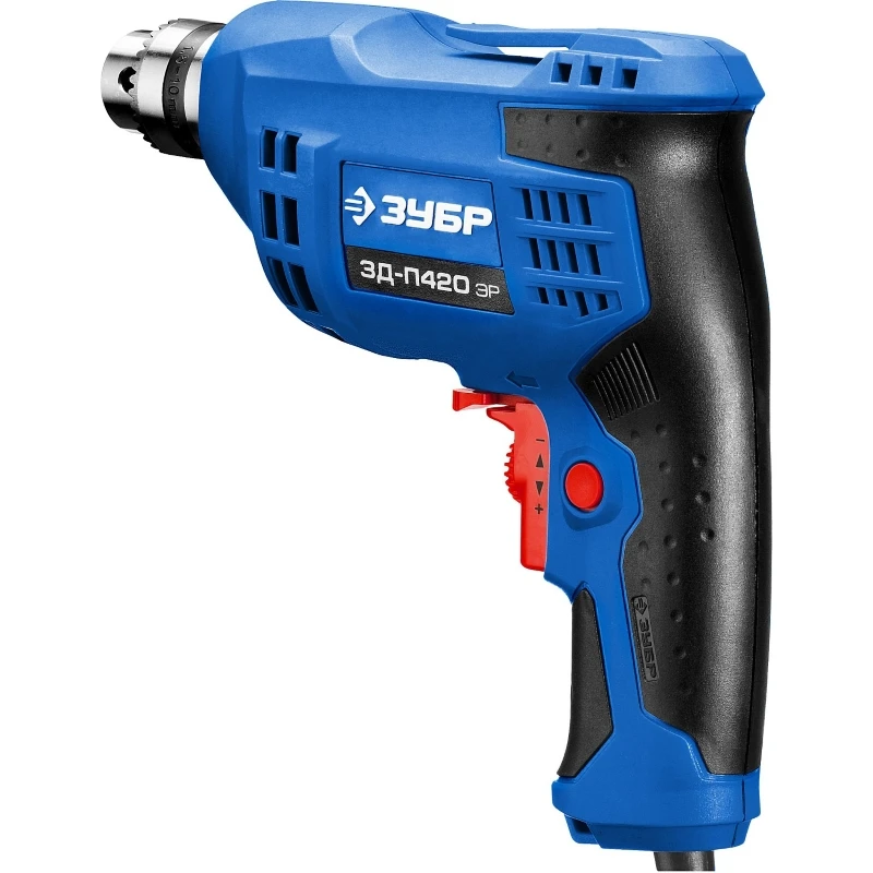 Reversible Drill ZUBR Professional ZD-P420 ER (electronic speed control) key cartridge 10 mm 420 W Multi Purpose Corded | Инструменты