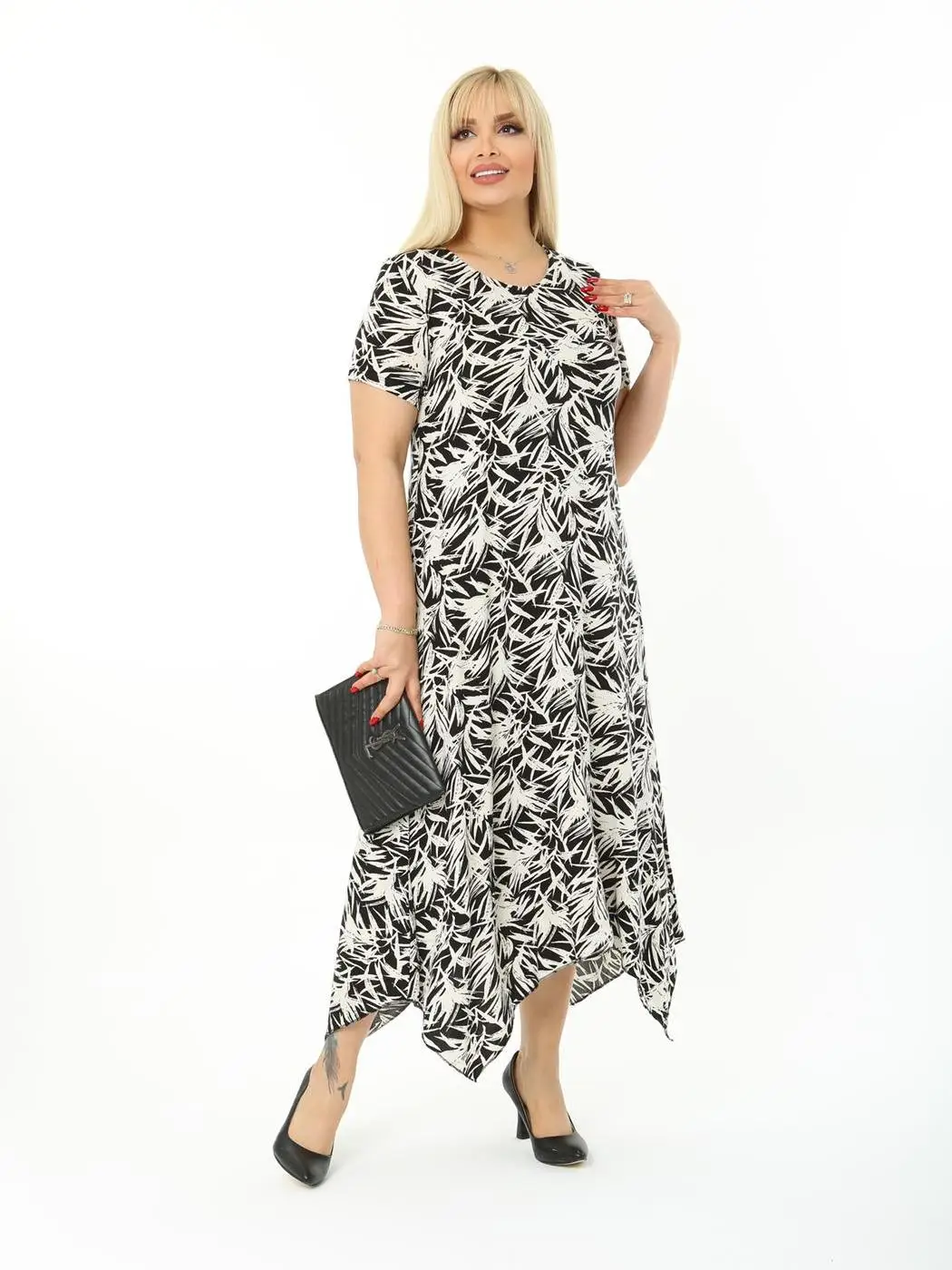 Plus Size Women Clothing 2022 Casual Asymmetrical Dressing Palm Tree Leaves Ankle-Length Lycra Knitted Viscose Made in Turkey
Plus Size Women Clothing 2022 Casual Asymmetrical Dressing Palm Tree Leaves Ankle-Length Lycra Knitted Viscose Made in Turkey