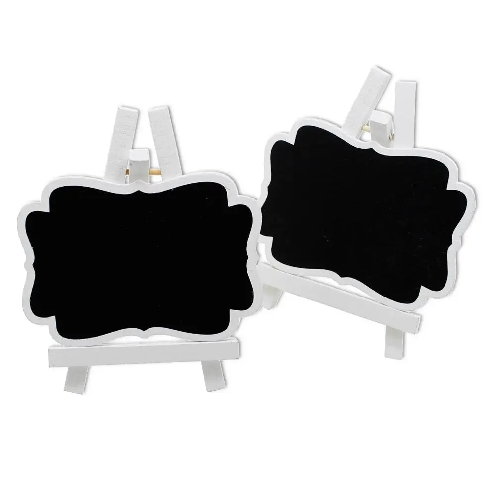 10Pcs Mini Wooden Chalkboard Blackboard Sign White Frame Easel Marker Price Tags for Wedding Birthday Party Decoration Supplies | Дом и сад
