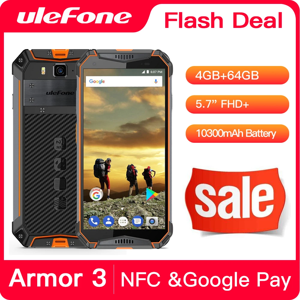 

Ulefone Armor 3 смартфон с 5,5-дюймовым дисплеем, восьмиядерным процессором, ОЗУ 4 Гб, ПЗУ 64 ГБ, 21 МП, 5,7 мАч