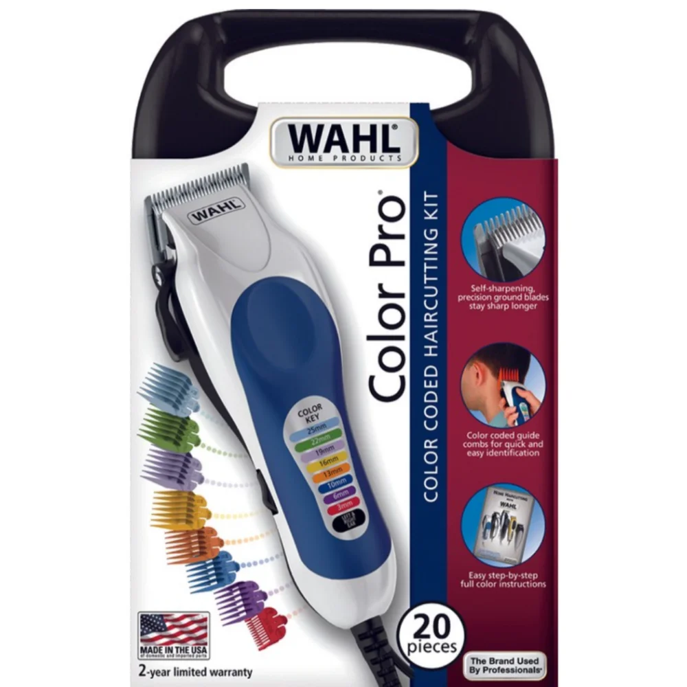 

Original Wahl Clipper Color Pro 79300 Corded Hair Clipper Professional Electric Hair Trimmer Beard Trimmer Shaver Razor Barber Hair Cutting Machine 20 Pieces Complete Hair Cutter Set tondeuse cheveux