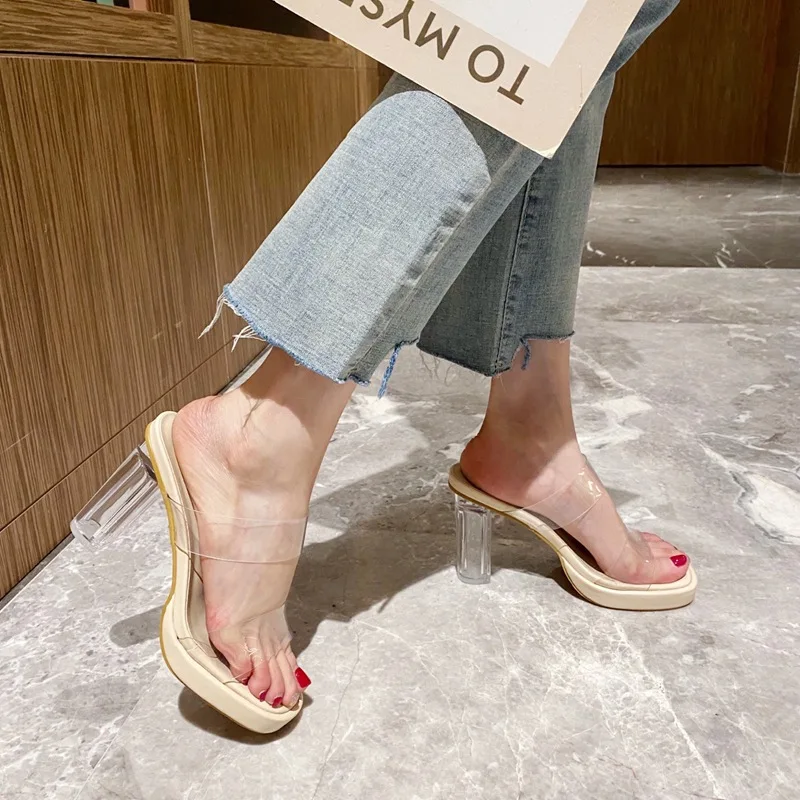 2022 Summer SquareToe chunky heel sandals Fashion Transparent Thick High-heel Slippers
2022 Summer SquareToe chunky heel sandals Fashion Transparent Thick High-heel Slippers