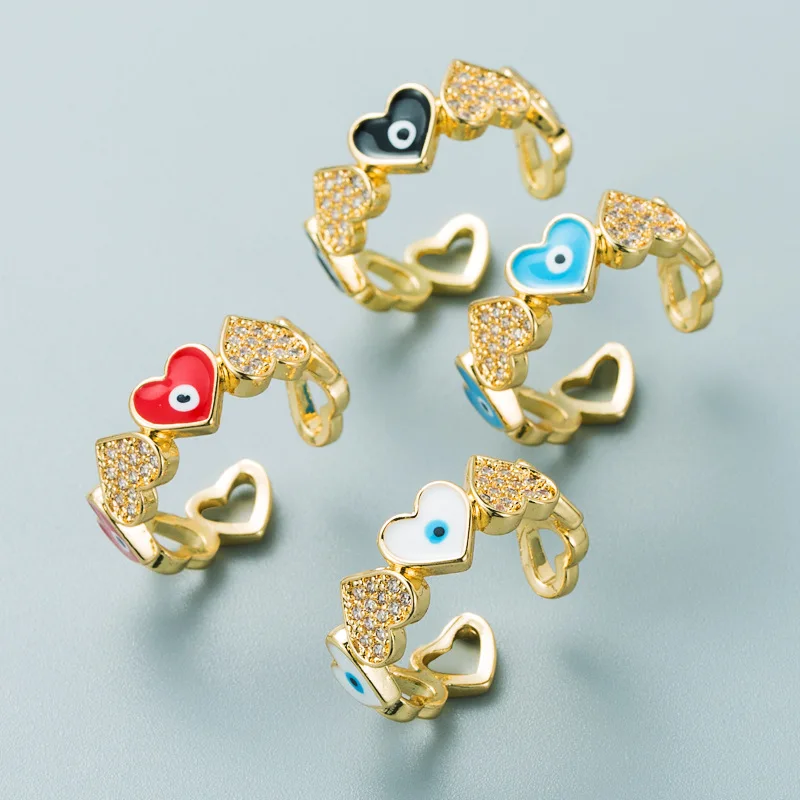 Fashion Turkish Blue Evil Eyes Rings For Women Men Shiny Zircon Enamel Colorful Heart Shape Adjustable Finger Ring Lucky Jewelry
Fashion Turkish Blue Evil Eyes Rings For Women Men Shiny Zircon Enamel Colorful Heart Shape Adjustable Finger Ring Lucky Jewelry