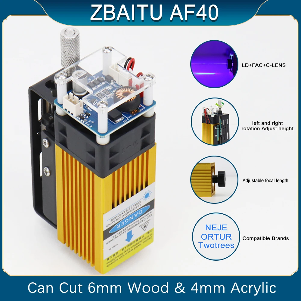 ZBAITU AF40 Laser Module Laser Head FAC 450nm 40W for TTL CNC Engraver Machine Engraving Cutting Wood ToolsStainless steel Tools
ZBAITU AF40 Laser Module Laser Head FAC 450nm 40W for TTL CNC Engraver Machine Engraving Cutting Wood ToolsStainless steel Tools