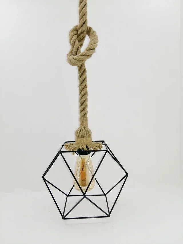 Rope and Metal Lattice Polygon Designed Single Pendant Lamp Chandelier Lamp Hanging Lamp Aisle Lights Restaurant Cafe Terrace hemp Lamp
Rope and Metal Lattice Polygon Designed Single Pendant Lamp Chandelier Lamp Hanging Lamp Aisle Lights Restaurant Cafe Terrace hemp Lamp
