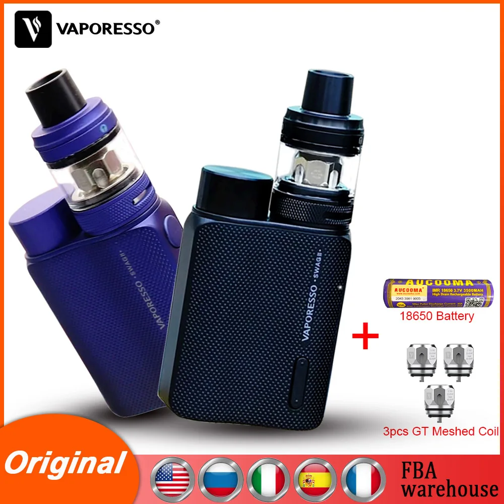 Оригинальный Vaporesso Vape SWAG 2 Kit с боксмодом NRG ПЭ бак атомайзер GT 4 сетчатая катушка